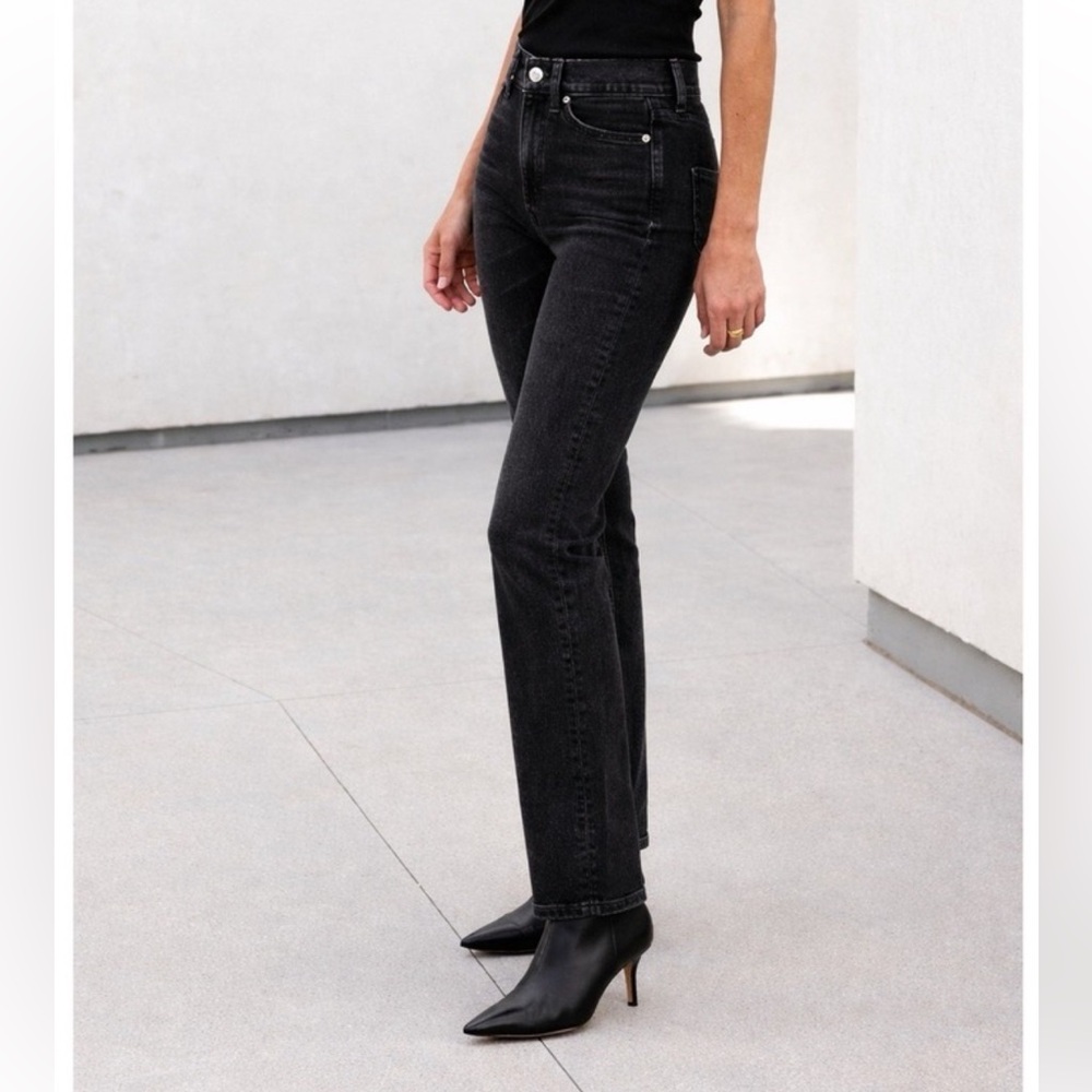 AYR The LaLa High-Rise Straight Leg Jeans in Black